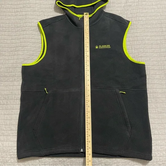 Alaskan HardGear by Duluth Trading Men's Fleece Hooded Black Full Zip Vest Large - Picture 6 of 9